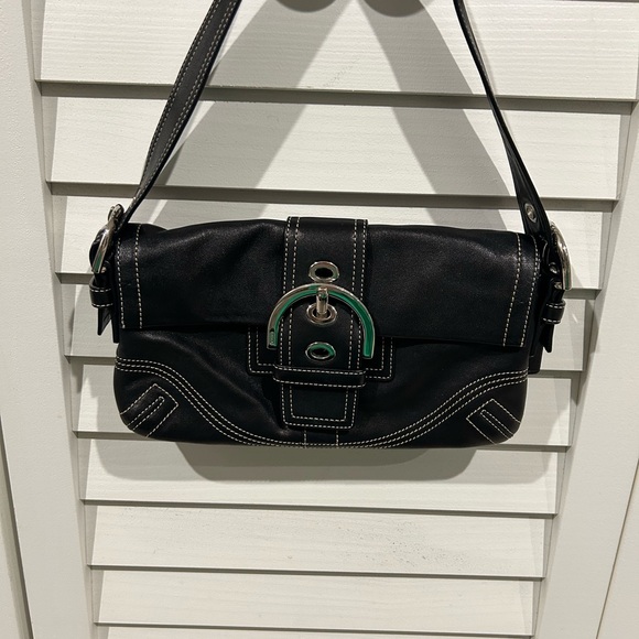 Coach Black Leather Shoulder Bag - Picture 1 of 3